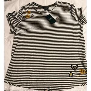 Lauren Ralph Lauren Medium Ladies Rolled Short Sleeve Decorative Tee size XL